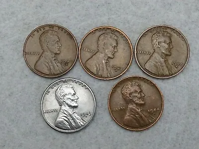 $4.59 • Buy 1940 S 1941 S 1942 S 1943 S 1944 S Lincoln Wheat Cent /Penny  Set Of 5 Coins Lot