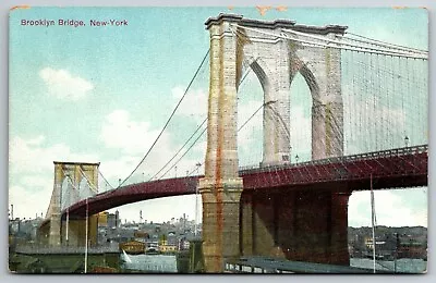 Brooklyn Bridge New York City New York Sailboat City View Germany Made Postcard • $3.99