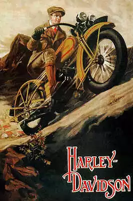 VINTAGE 1929 HARLEY DAVIDSON MOTORCYCLE AD POSTER PRINT 24x16 9 MIL PAPER • $25.95