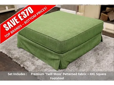 Collins & Hayes  Premium ‘Twill Moss’ Patterned Fabric – XXL Square Footstool • £199