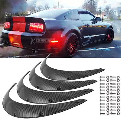 Carbon Fiber Look Fender Flares Extra Wide Body Wheel Arches For Ford Mustang GT • $94.10