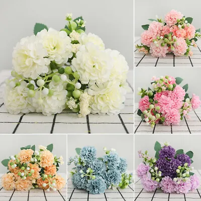 £3.59 • Buy Artificial Flowers 9 Heads Silk Peony Bouquet Fake Rose Wedding Home Party Decor