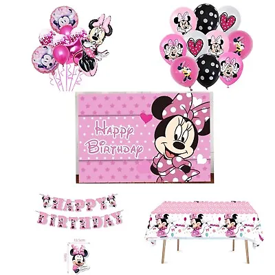Minnie Mouse Birthday Party Supplies Tableware Kids Decorations Balloons Banner • £4.99