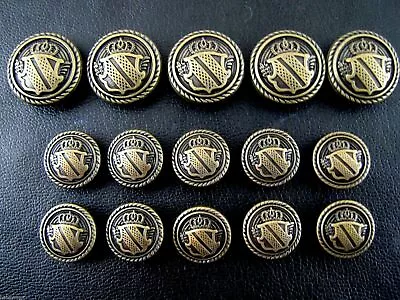 A Set Of Antique Bronze Metal Military Shield Blazer Buttons B1978 • £10.79