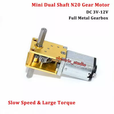 DC3V 6V 9V 12V Dual Shaft Micro Mini N20 Gear Motor Full Metal Gearbox Robot Car • $8.25