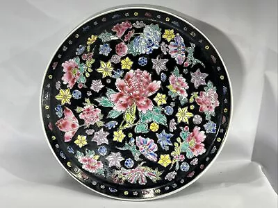 Fine Famille Noire Antique Chinese Porcelain Dish Late Qing Dynasty Plate • $97.46