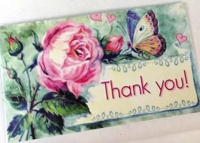 Business Card Thank You Cards Tags Pink Rose Blue Butterfly 3.5x2  • $6.99