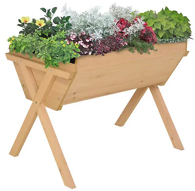Outsunny Wooden Planter Raised Bed Stand Vegetable Flower Bed 100 X 70 X 80cm • £56.99