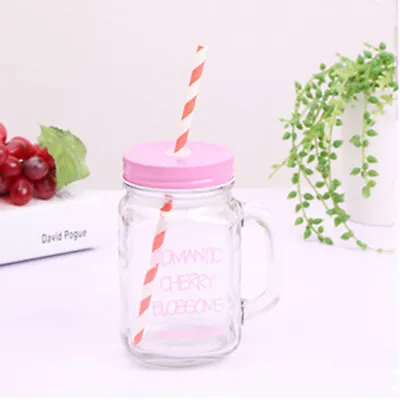 15oz Double Wall Insulated Mason Jar Tumbler Mug With Stainless Steel Lid And • $14.91