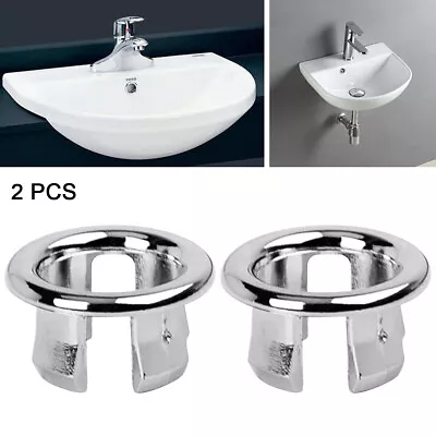 £2.99 • Buy 2x/4x Bathroom Basin Sink Overflow Ring Cover Cap Chrome Round Hole Insert Trim