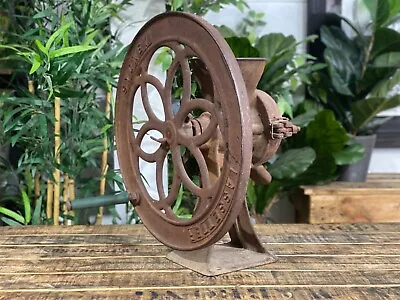 #2 1870’s Lassetter Cast Iron Single Wheel Large Hand Coffee Grinder Vintage • $1980