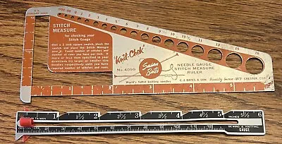 2 Pc Vintage Susan Bates  Mfg. Co. 6” Scale Needle Knitting  Plus Sewing Gauge • $7.95