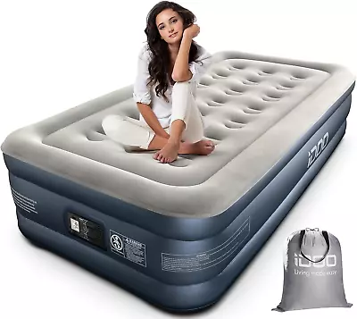 Twin Air Mattress With Built In Pump 18  Raised Luxury Blow Up Mattress Comfor • $127.99