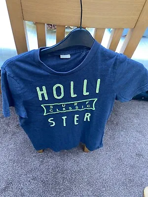 £4.50 • Buy Hollister Mens Boys Teenager T-Shirt Size Large L Blue With Logo