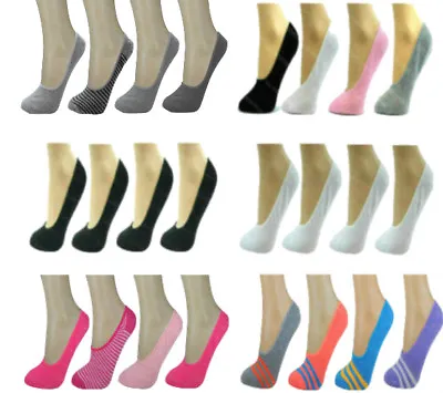 Ladies Invisible Socks 4 Pk Womens Girls Trainer Footsies Shoe Liners Ballerina • £4.65