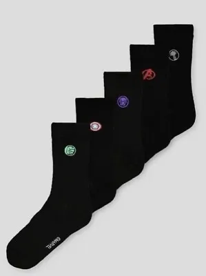 Mens Marvel Avengers Black Ankle Socks 5 Pack Size 9-12 • £9.95