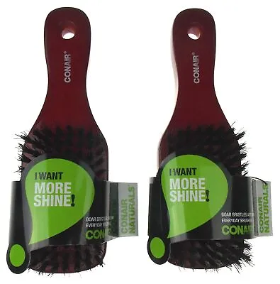 Conair Naturals Boar Bristle Hair Brush Lot 2 Wood Handle Men Women Salon Shine • $15.83