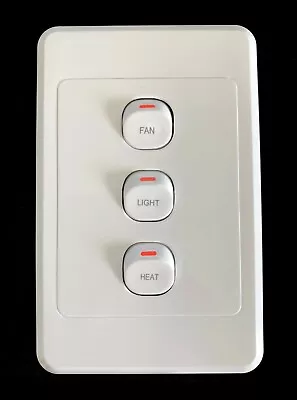 3 Gang Wall Switch Printed Fan Light Heat For Bathroom 3-in-1 Switch 16A - SAA • $34.99