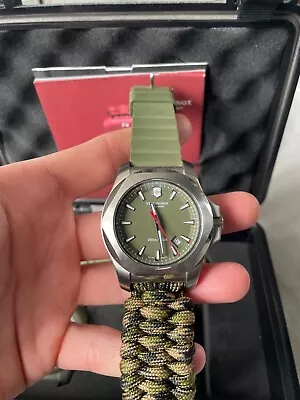 NEW VICTORINOX I.N.O.X Men's 241727 Green Camo Swiss Quartz Watch MSRP $725 • £350