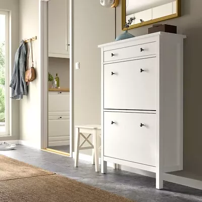 IKEA HEMNES Shoe Cabinet With 2 Compartments White (COLLECTION ONLY) • £14.99