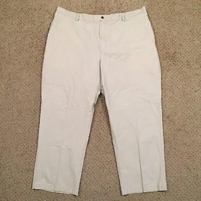 LL Bean Pants Men's Size 44 Beige Flat Front Chino Elastic Waist • $19.99