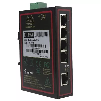 Industrial 5 Port Ethernet Switch Din-Rail 10/100/1000M Switch For Lifet • £32.03