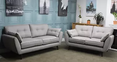 Dfs Zinc Pair Of 3 + 2 Seater Sofas In Zenith Grey Fabric. Rrp £1528. • £1199