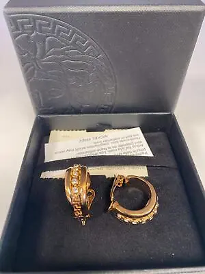 Gianni Versace Women's Hoop Gold Tone Metal Clip On Earrings New #017 • $89
