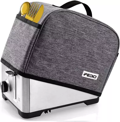 Ifedio 2 Slice Toaster Cover With Two Pockets For Storing KnifeGrey • $14.15