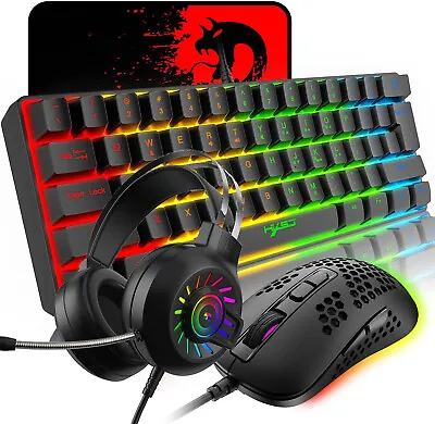 $64.68 • Buy 60% Gaming Keyboard Mouse And Headset Combo RGB Backlit ABS Floating Keycap USB