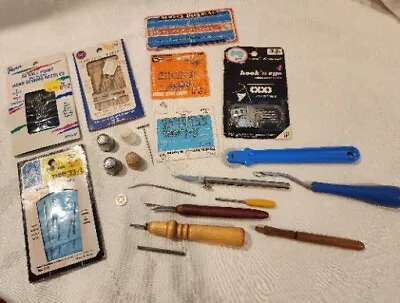 Lot Of Vintage Sewing Notions Needles Hooks Tools Thimbles Seam Ripper • $15