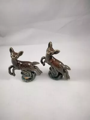 ROSEMEADE Leaping Fawn Salt And Pepper Set In Very Rare Brown Color • $33.65