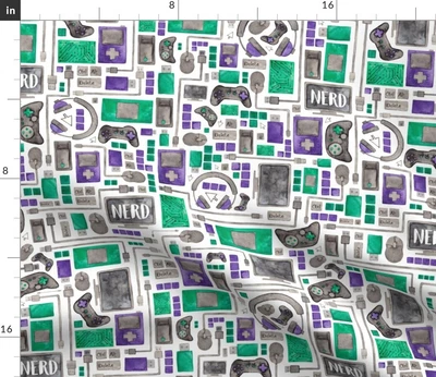 $12 • Buy Computer Nerd Geek Technology Gamer Video Gaming Spoonflower Fabric By The Yard