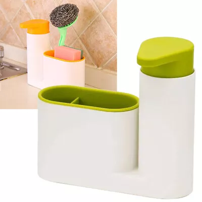 £10.78 • Buy Soap Dispenser Pump 2 In 1 Sponge Holder Kitchen Dishwashing Liquid Container