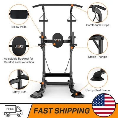 Power Tower Adjustable Height Pull Up Dip Station For Home Gym Exercise • $165.99