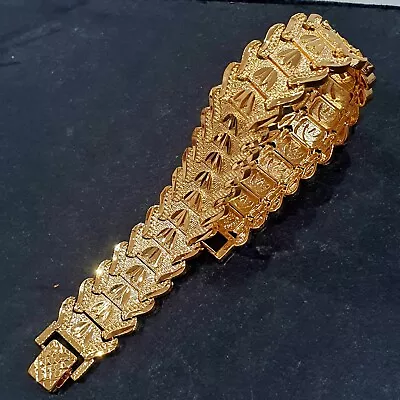 Heavy Duty Man 16mm Wide Nugget Bracelet  GOLD FILLED Jewellery 19.5cm Long • $17.67