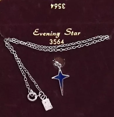 Evening Star Vintage Emmons Signed Necklace Enamel Pendant Silver New Card G69 • $5