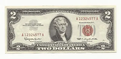 CRISP AU/CU 1963 $2 Dollar Bill Red Seal United States Note UNC UNCIRCULATED • $20