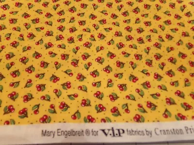 1 Yd X 44  Mary Engelbreit Red Cheeries/gold  2002 Cotton Vintage #6238 • $12.89