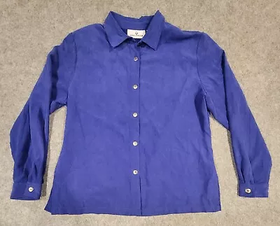 Erin London Womens Purple Button Up Shirt Top Size L Collared Longsleeve • $8.80