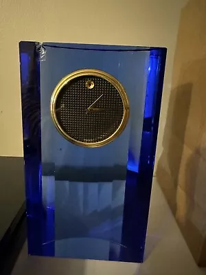 Movado Blue Crystal Rotunda Clock With Black Museum Dial MCL-201-M Has A Chip • $36