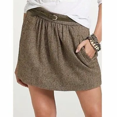 J Crew Donegal Tweed Atlee Mini Skirt - Size 8 (US 4) - Brown Wool Winter • $30