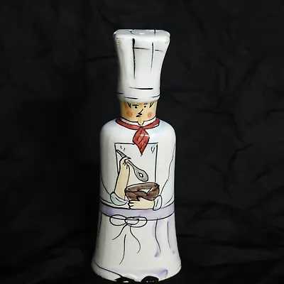 Vintage Salt Pepper Shaker Chef Hand Painted Ceramic Cook Hat Man - 6  Tall • $14.99