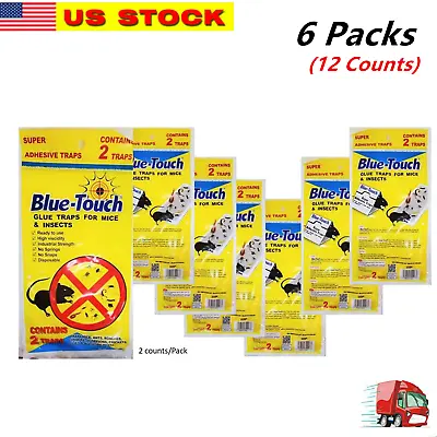 12 Traps 6 Pack Blue Touch Sticky Mouse Traps Mouse Glue Board Professional  • $14.99