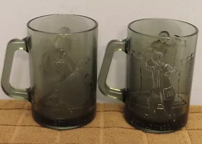 2 Vintage McDonald's Gray Glass Coffee Mugs - Ronald Football Grimace Basketball • $12.49