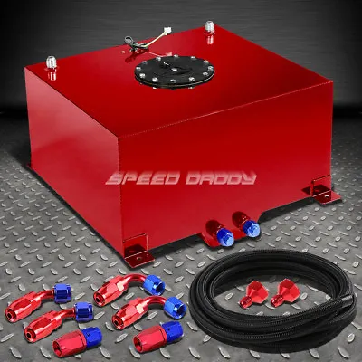 10 Gallon Red Aluminum Fuel Cell Gas Tank+cap+level Sender+nylon Fuel Line Kit • $147.88