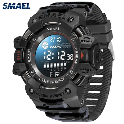 SMAEL Men Digital Watch Sport Watches For Boys LED Light Countdown Wristwatch • $33.35