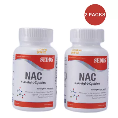 SEDDS NAC N-Acetyl L-Cysteine 600mg Gluten Free Lung Support 100 Capsules*2 • $15.21