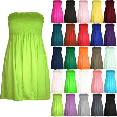 £4.49 • Buy Womens Ladies Sheering Boob Tube Gather Bandeau Top Mini Dress Plus Size UK 8-24