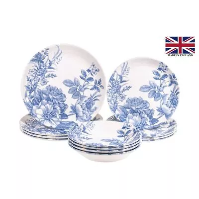 $79 • Buy Queens By Churchill - 12pc Dinner Set Spring Flourish Blue (Made In England)